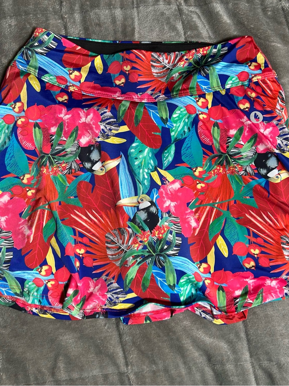 Tropical Floral Blue Skort with Red & Green Accents